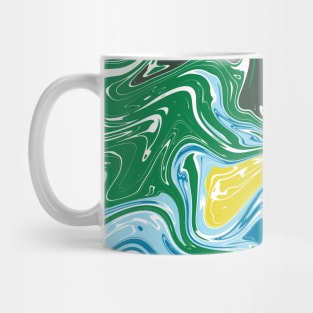 Shades of Green, Blue, Yellow, and White Aesthetic Marble Pattern Mug